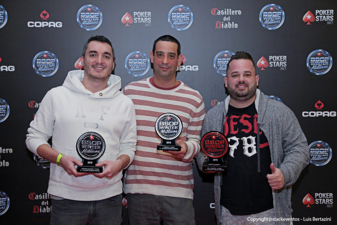 Leonardo Todasso, José Arenstein e Francilio Macgayver vencedores do BSOP Diamond Freeroll