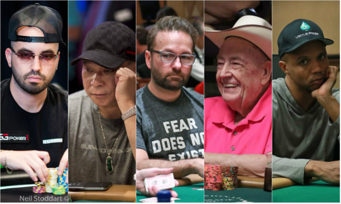 Bryn Kenney, Johnny Chan, Daniel Negreanu, Doyle Brunson e Phil Ivey