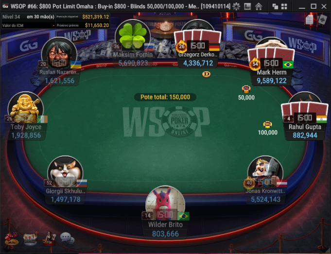 Mesa Final do Evento #66 da WSOP Online