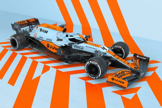 Carro da McLaren com pintura exclusiva para o GP de Mônaco será o primeiro da parceria com a Entain (Imagem: Divulgação)