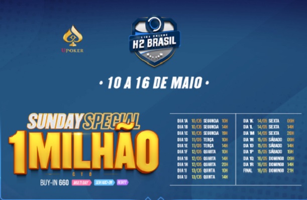 Sunday Special com R$ 1 milhão garantido é atração na Liga Online H2 Brasil