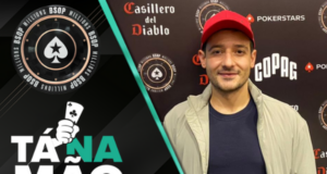 Felipe Rubino conta uma mão jogada no torneio de Heads-Up do BSOP Millions