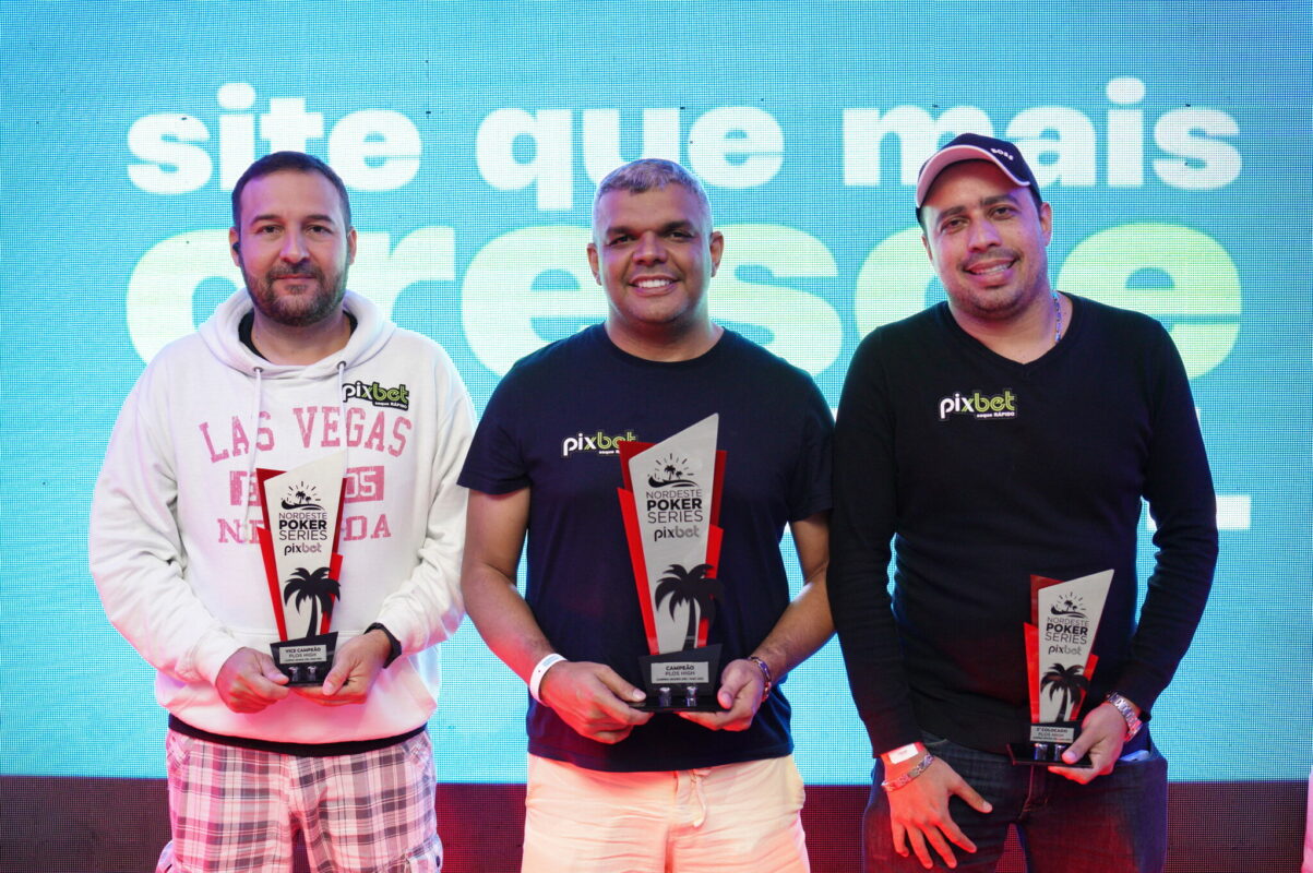 Pódio do PLO5 6-Handed KO do NPS Pixbet Campina Grande