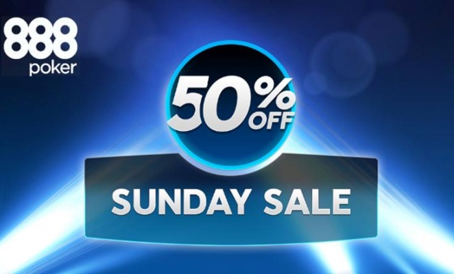 O domingo será de descontos com o Sunday Sale no 888poker