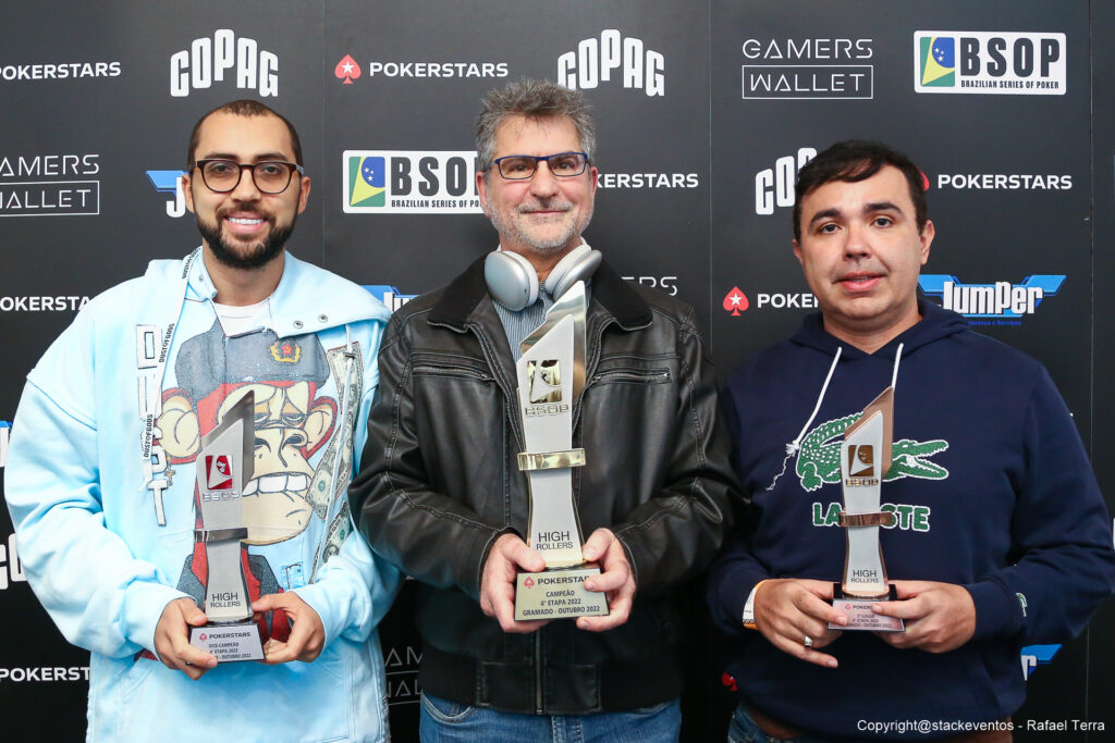 Pódio do High Rollers do BSOP Gramado