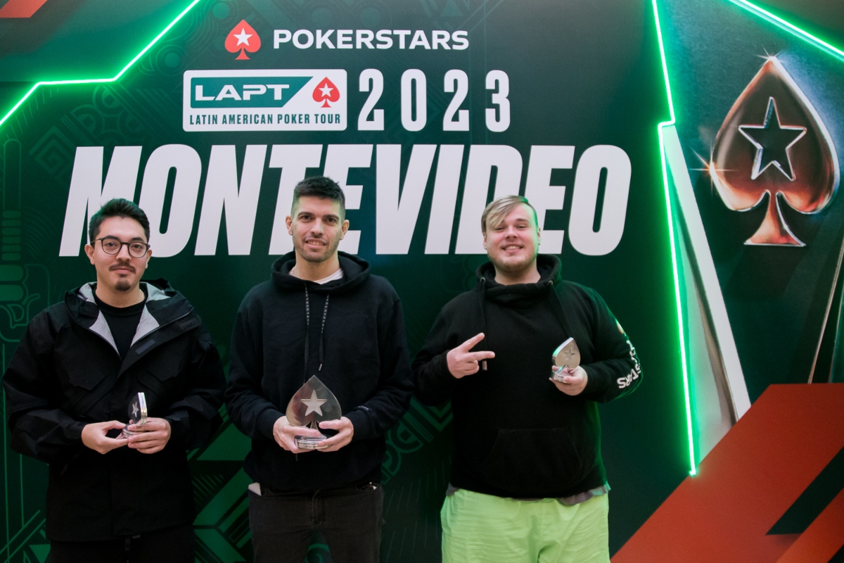 Pódio do NLH Turbo High Roller PKO do LAPT Montevidéu