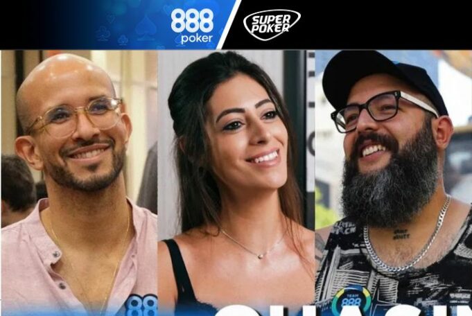 Alexandre Mantovani, Vivian Saliba e Cauê Moura estão na série do 888poker (Foto: Reprodução/Twitter @888poker)