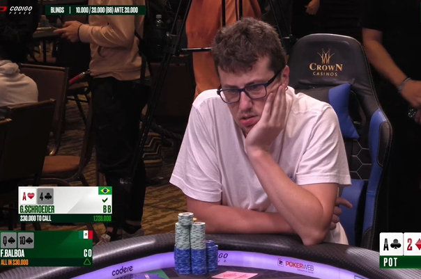 Gabriel Schroeder segue com um stack confortável no torneio