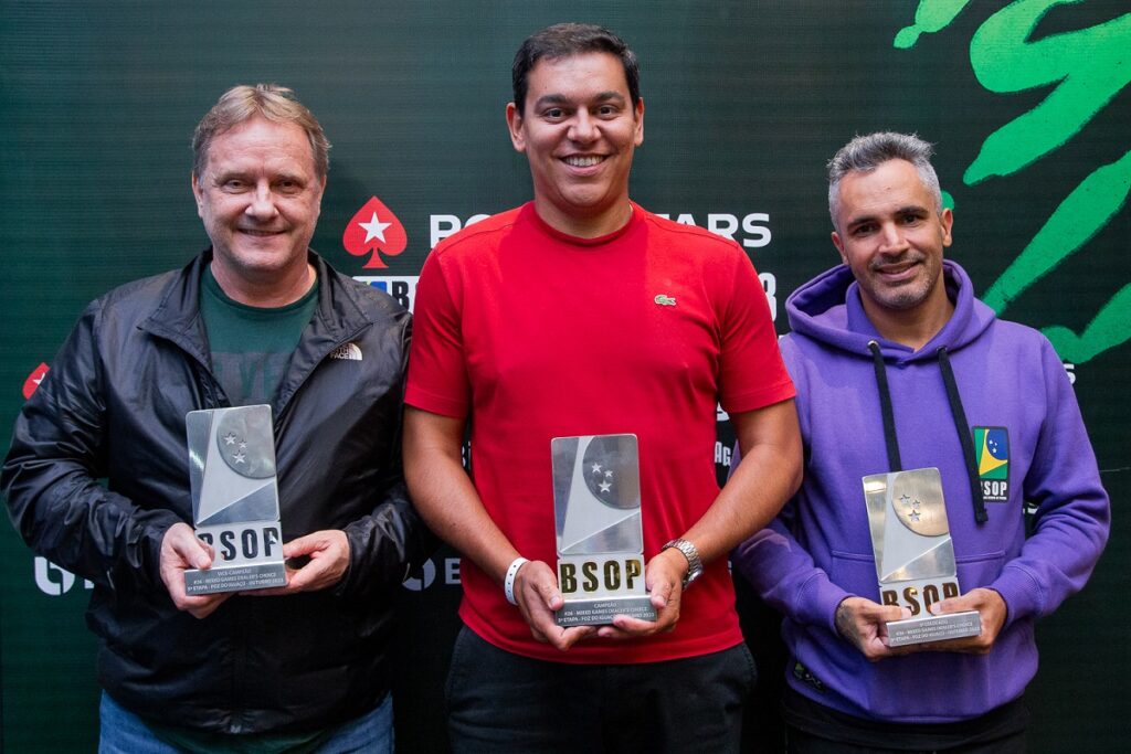 Pódio do Mixed Games Dealers Choice do BSOP Foz