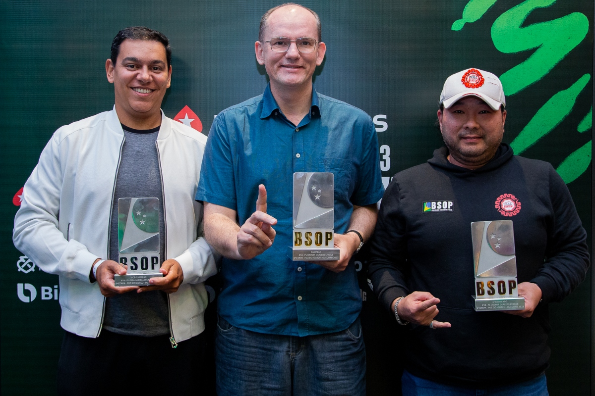 Pódio do PLO Dealers Choice do BSOP Foz do Iguaçu