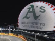 A Las Vegas Sphere dá boas-vindas ao Athletics (Foto: Reprodução/X @Athletics)