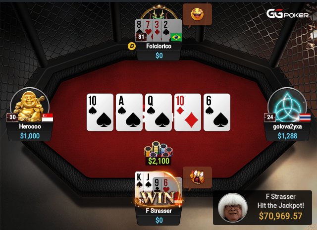 O Royal Flush logo no flop rendeu US$ 71 mil para Florian Strasser