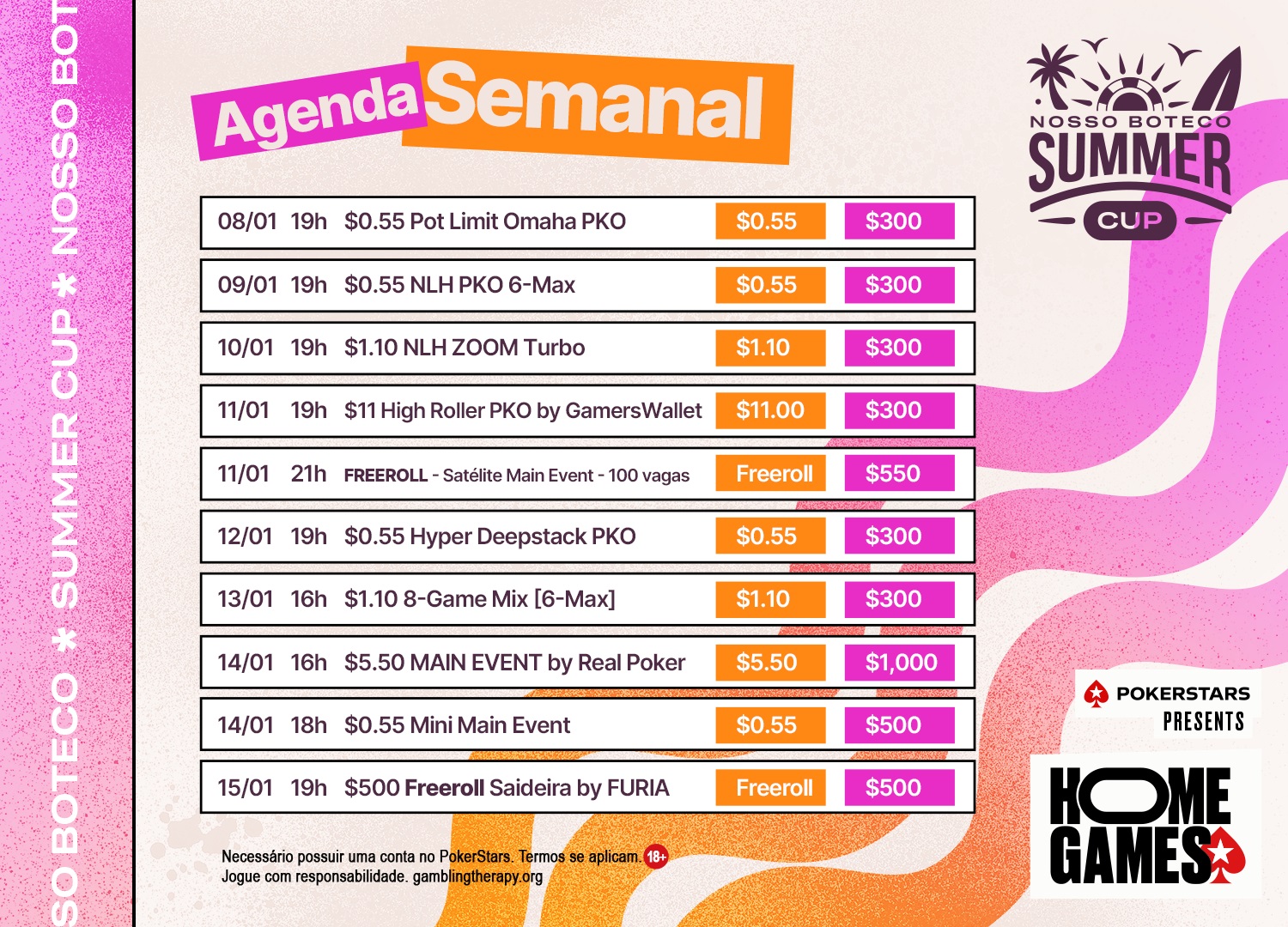 Agenda da segunda semana de Summer Cup