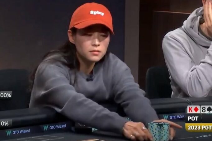 Arden Cho mostrou coragem e forçou o fold da melhor mão (Reprodução/Twitter PokerGO)