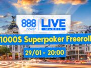 Freeroll do 888poker LIVE Madrid tem US$ 1.000 e tickets