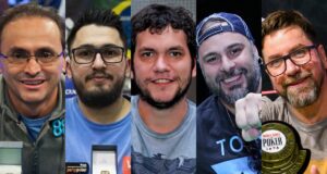 Oderlândio Moura, Andrew Zeus, Jordan Piva, Kadu Campion e Chris Porás, campeões da WSOP Brazil