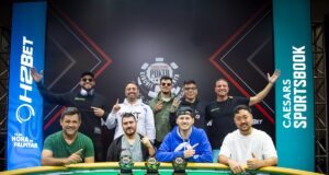 Mesa final do High Roller da WSOP Brazil, liderada por Sebastian Fonseca