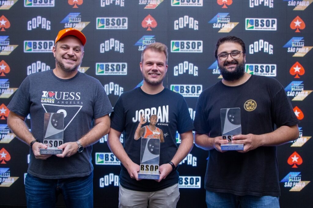 Pódio do Mixed Games Dealers Choice do BSOP São Paulo