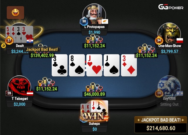 Bad beat jackpot de "Dealt"