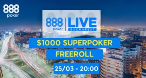 Freeroll do 888LIVE Bucareste distribuirá US$ 1.000