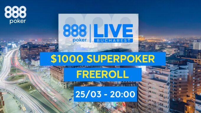 Freeroll do 888LIVE Bucareste distribuirá US$ 1.000